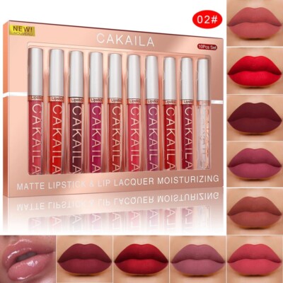 Long lasting Matte Hydrating Lip Gloss Glitter Liquid Sexy Lipstick set Beauty