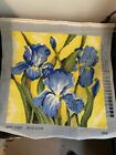 Completed tapestry needlepoint irises measures 40 cm x 40 cm Mp