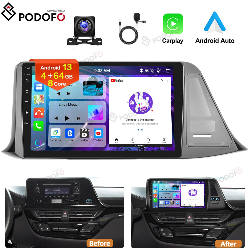 4+64GB Android 13 Carplay Car Stereo Radio For Toyota C-HR Chr 2016 ...
