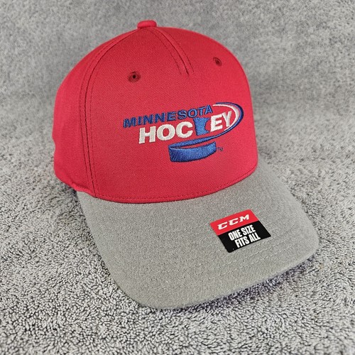 CCM Minnesota Hockey Hat Snapback OSFM Red Gray NWT Baseball Cap - Picture 13 of 22