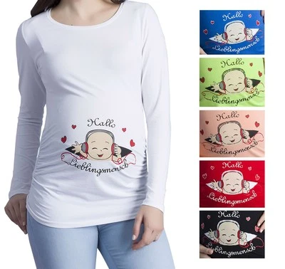 Hallo Lieblingsmensch lustige süße Umstandsshirt Motiv Schwangerschaft Lang MMC - Bild 1 von 4