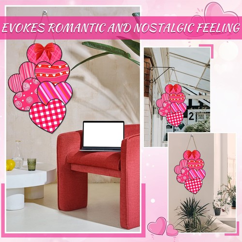 Valentine's Day Wooden Door Decor Hanging Sign Valentine's Heart Wall Sign Plaqu - Picture 4 of 7