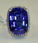 Tanzanite Stone 40.1CT in 925 Sterling Silver Ring With 2.1CT Rare Diamond Ring