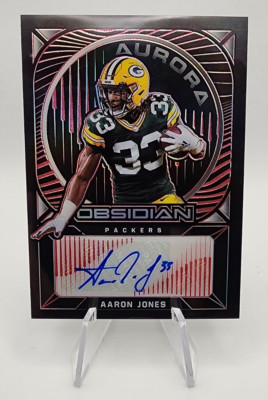 2021 Obsidian Aurora Electric Etch Red Aaron Jones Auto #1/10 First Print! 
