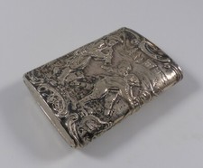 Silber 830 Streichholzdose Z&uuml;ndholzschachtel Tanzende Kinder Fl&ouml;tenspieler ~1900