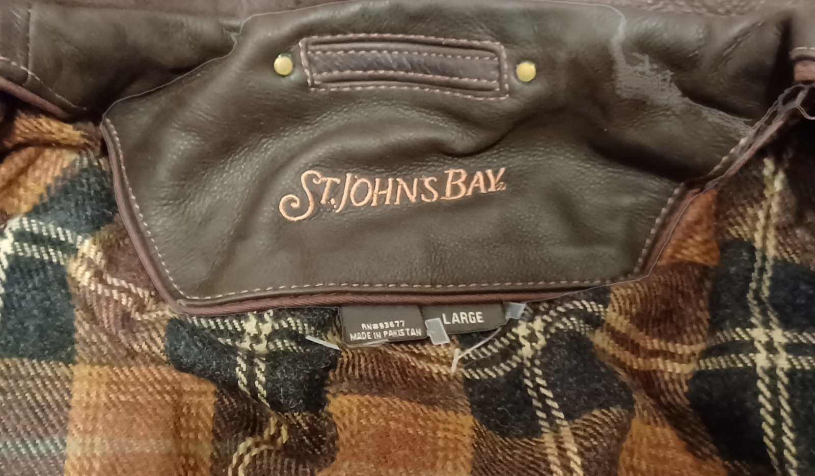 Vintage 80s St Johns Bay Brown Leather Bomber Jacket, Large image 5