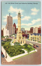 Postcard Old Water Tower & Palmolive Building, Chicago Illinois Posted 1950