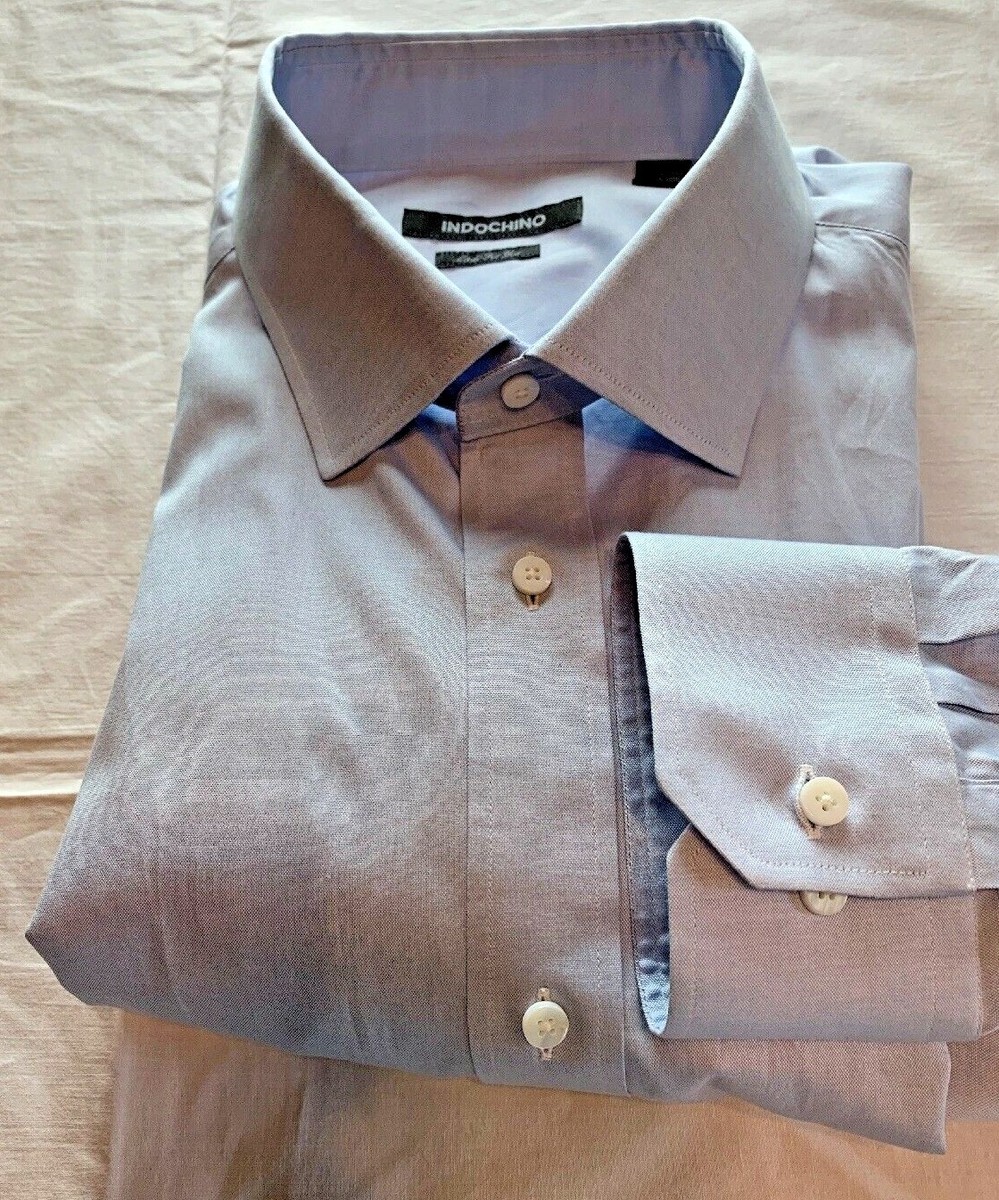 INDOCHINO Men's Custom Dress Shirt Solid Blue Long Sleeve Button down Cotton INDOCHINO Men's Custom Dress Shirt Solid Blue Long Sleeve Button down Cotton