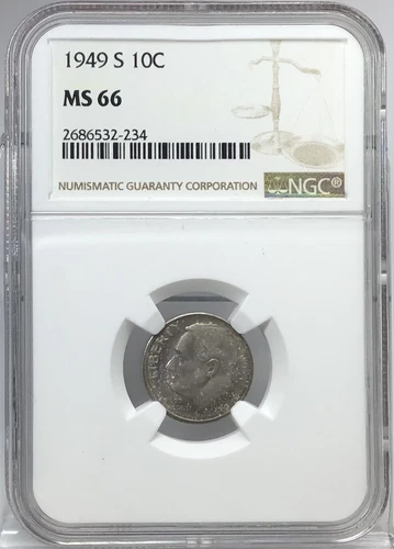 1949-S 10C Roosevelt Dime NGC MS 66 #