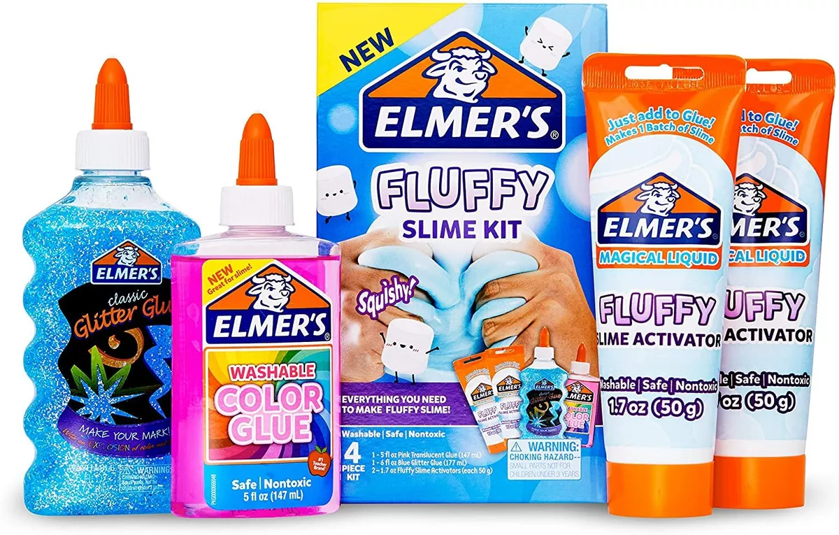 Elmer’s Fluffy Slime Kit Slime Supplies Translucent Color Glitter Glue  Activator