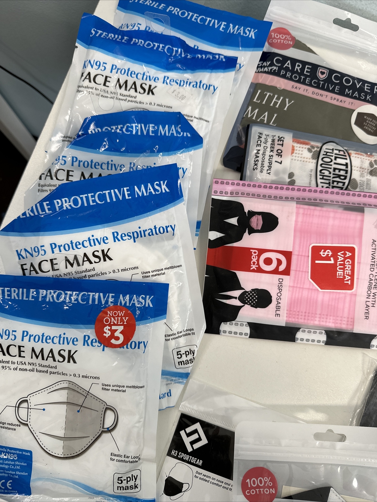 20 Packages Of Adult Face masks NEW Mix variety See pics Packaging Vary