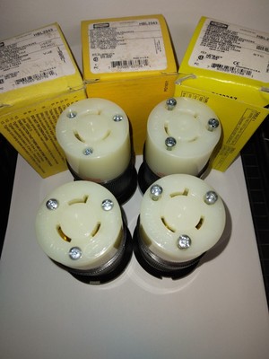 LOT OF 7 HUBBELL HBL2343 20A 480V 2P 3W TWIST LOCKING FEMALE CONNECTORS L8-20R