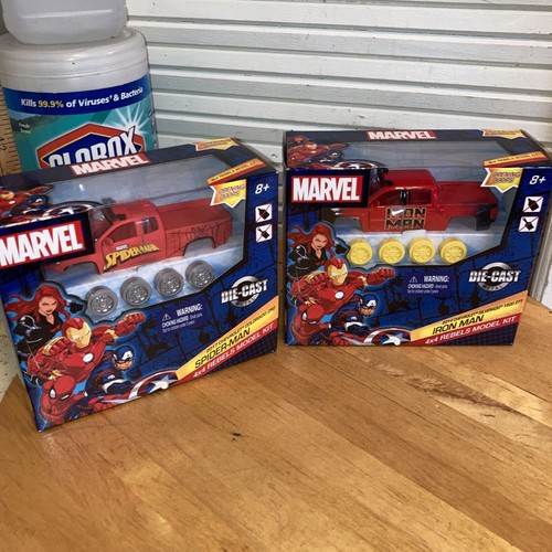 2 Marvel Diecast Metal Car Model Kit 4x4 Rebel Spiderman IronMan 2014 2017 Chevy - Picture 9 of 9