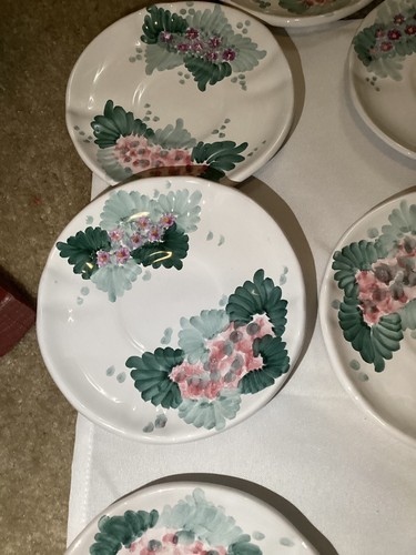Fortebraccio Ceramiche Italy Saucers Set of 10 and 1 Tea Cup Floral - Picture 5 of 16