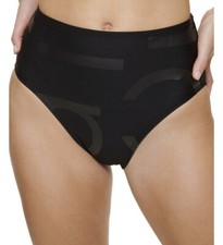 Calvin Klein High-Waist Logo Bikini Bottoms, Black, Small, 58