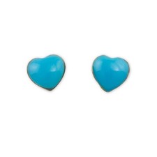 Vintage Blue Enamel Sterling Silver Heart Stud Earrings Small Studs
