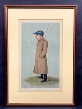 Jockey Sam Loates Print original by Spy mount framed  1869 Vanity Fair