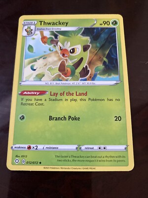 thwackey pokemon card value Pokmon TCG: Twilight Masquerade: Sealed Promo Decks Grass Colorless Taunt Switch 1 of your opponents Benched Pokmon with their Active Pokmon Thwackey Reverse - Sword &