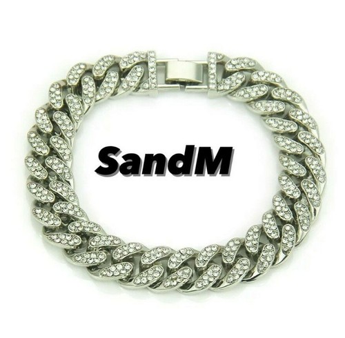 18k Gold Finish Iced Out CZ Cuban Chain 17'' & Bracelet 7" Woman Brand "SandM" - Picture 5 of 5