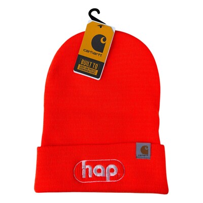 HOP Carhartt Logo Orange Knit Cuffed Beanie Hat Model AH4597-M