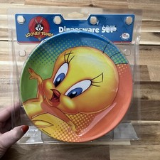 Vintage Zak Looney Tunes Tweety Bird Dinnerware Set Plate Bowl Tumbler 1997 NEW