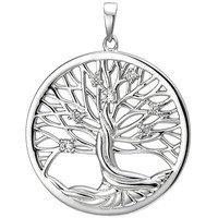 AnhäNger Baum Lebensbaum Aus 925 Silber Mit 7 Zirkonia Halsschmuck