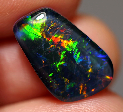 Natural Australian Black Triplet Opal - 14x10x4mm, Polished Stone For Jewelry Making