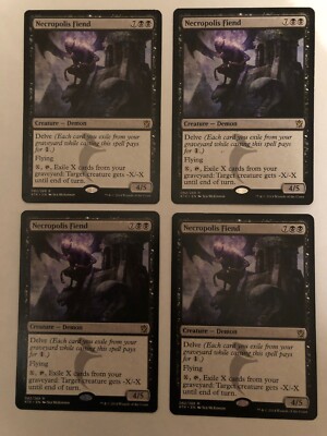4x Mtg Khans Of Tarkir Necropolis Fiend PL/EX Magic The Gathering Mtg