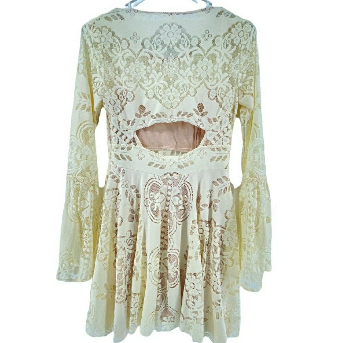 FREE PEOPLE Lover's Folk Song Cream lace Bell Sle… - image 5