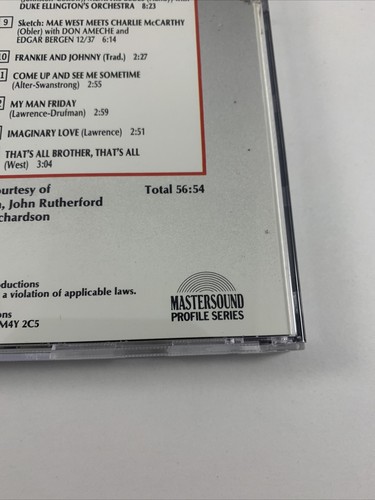 Mae West Come Up And See Me Sometime CD 1991 Julian Rice Mastersound Promo - Picture 3 of 4