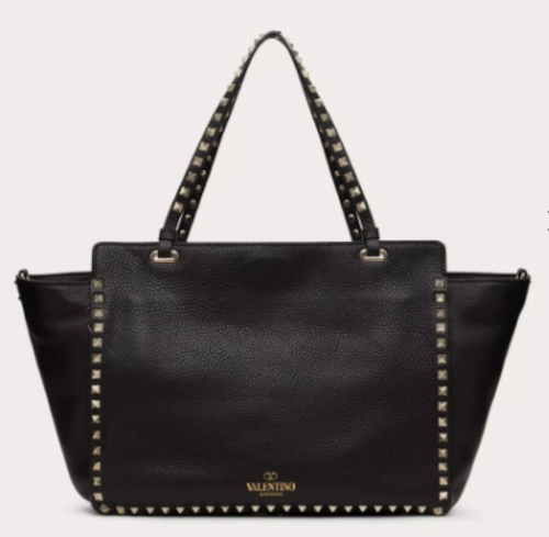 Valentino Garavani Rockstud Leather Tote New With Tags Black