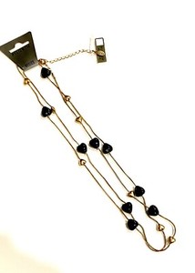 Authentic Pilgrim Jewelry 16 Carat Gold Plated Gold and black heart necklace. $18