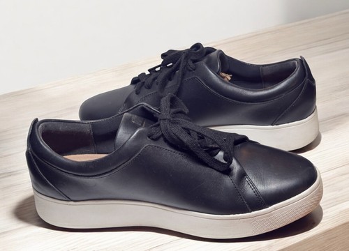 Fitflop Rally Sneakers Donna Tg 9 Scarpe Nero Pelle Comode Carriera Stringate - Foto 8 di 11