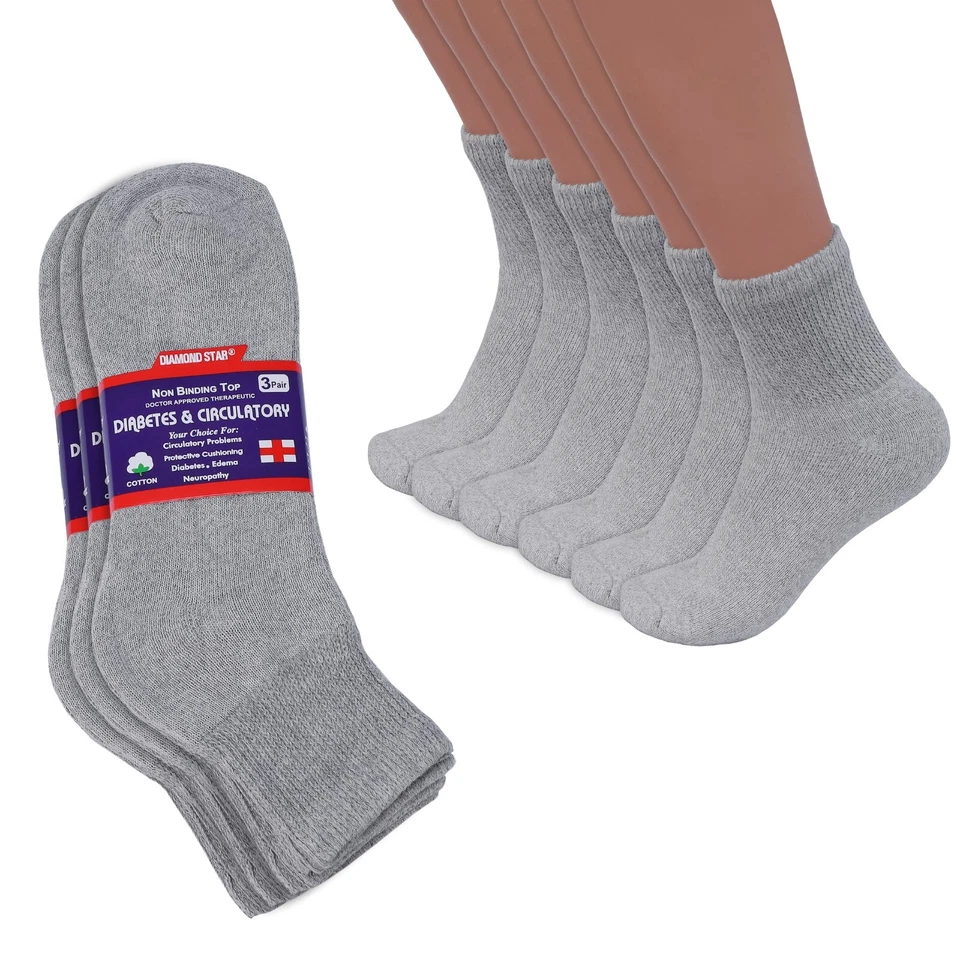 3-12 Pairs Men Circulatory Health Diabetic Ankle Socks Quarter 9-11 10-13 13-15 - Image 3 of 3