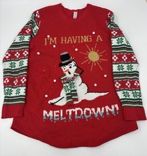 No Boundaries Women s Teen Girls 3XL Red Light Up Snowman Ugly Christmas Sweater