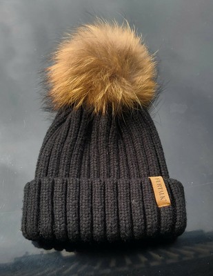 Nwot Furtalk Black Knit Beanie Hat W 