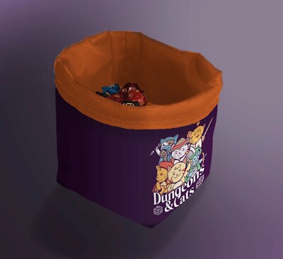 Würfelbeutel, orange Dungeons & Cats Draw Bag, D&D Brettspiele Tabletop Gaming Geschenk