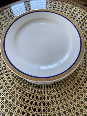 Speiseteller - Kahla - GDR - Porzellan - blau und goldfarbener Rand