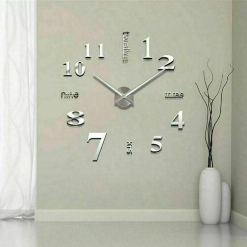 Modern DIY Large Wall Clock 3D Mirror Surface Sticker Home Decor Art Design Kit - Picture 26 of 26