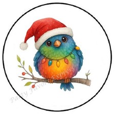 CHRISTMAS BIRD ON BRANCH ENVELOPE SEALS LABELS STICKERS PARTY FAVORS