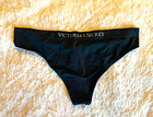Vintage Victoria’s Secret Women’s Thong Panties Black Cotton Stretch Logo M — photo 1