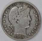 F 1909 S Inverted Mint Mark FS-501 Barber Half Dollar