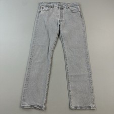 Levis 501 Jeans Mens 30x30 Charcoal Wash Denim Original Fit Stretch Button Fly