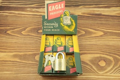 Eagle Lock Co Padlock 04281PS Brass Case Hardened Steel Shackle NOS 1 Per Order