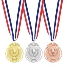 3 Pcs 2" Metal Award Medals for Sports, Golden/Silver/Brown Wheat Style 