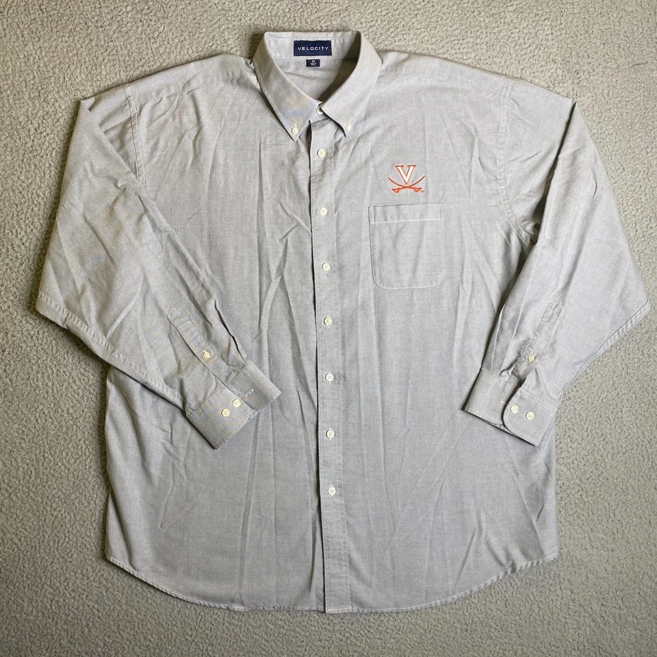 Virginia Cavaliers Velocity Shirt Mens 2X Gray Blueish Button Down University - Image 2 of 4