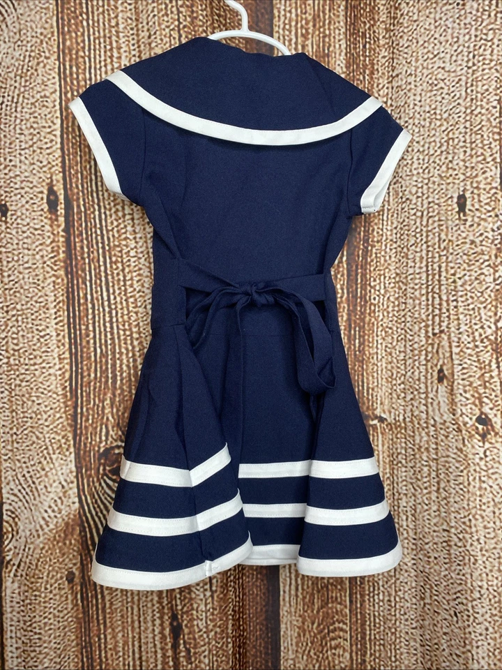 Vestido de Fiesta Bonnie Jean Niña Pequeña Náutico Marinero Azul Marino Talla 2T Foto 4 de 4