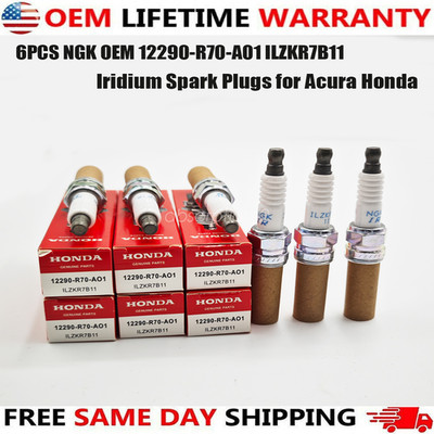 6PCS Genuine OEM NGK Iridium Spark Plugs For Honda 12290-R70-A01 ILZKR7B11