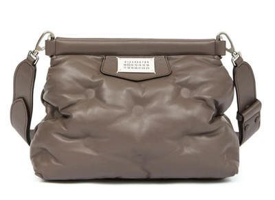 MAISON MARGIELA Glam Slam Shoulder Bag Taupe Brown Leather Quilted Pillow Clutch
