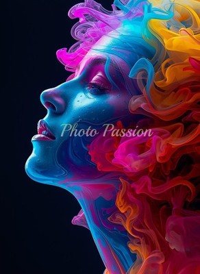 Foto A4 Frau Portrait Farbe Spritz Malerei Poster (4106)